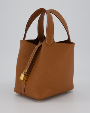Hermès Picotin 18 Lock Bag in Gold Taurillon Clemence Leather with Gold Hardware
