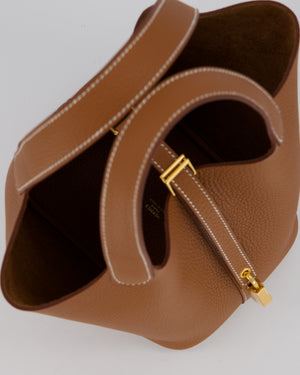 Hermès Picotin 18 Lock Bag in Gold Taurillon Clemence Leather with Gold Hardware