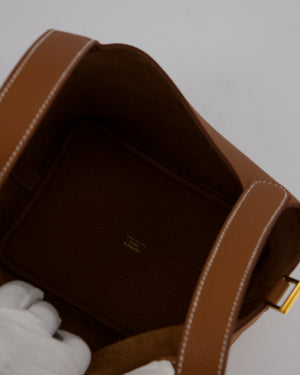 Hermès Picotin 18 Lock Bag in Gold Taurillon Clemence Leather with Gold Hardware
