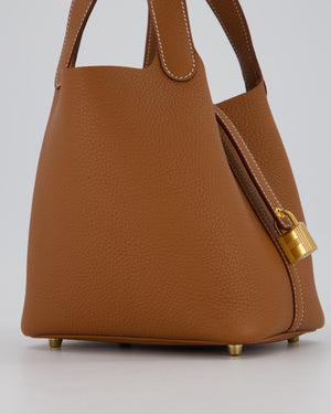 Hermès Picotin 18 Lock Bag in Gold Taurillon Clemence Leather with Gold Hardware