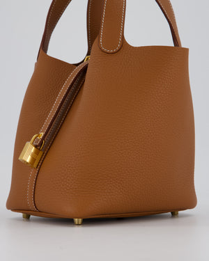 Hermès Picotin 18 Lock Bag in Gold Taurillon Clemence Leather with Gold Hardware