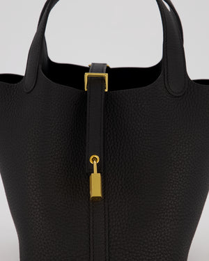 *HOT & RARE* Hermès Picotin Lock 18 Bag in Black Taurillon Clemence Leather with Gold Hardware