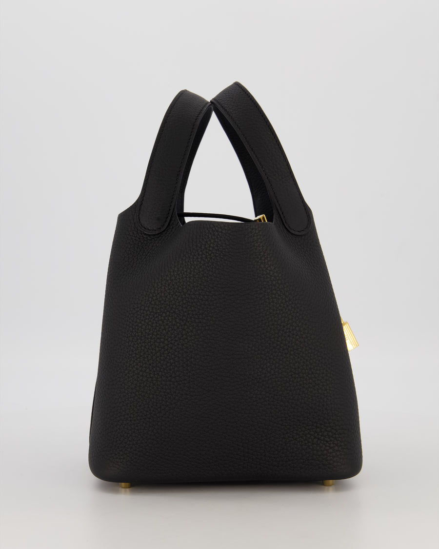 *HOT & RARE* Hermès Picotin Lock 18 Bag in Black Taurillon Clemence Leather with Gold Hardware