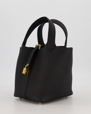 *HOT & RARE* Hermès Picotin Lock 18 Bag in Black Taurillon Clemence Leather with Gold Hardware