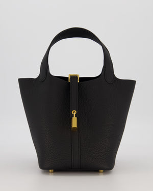 *HOT & RARE* Hermès Picotin Lock 18 Bag in Black Taurillon Clemence Leather with Gold Hardware