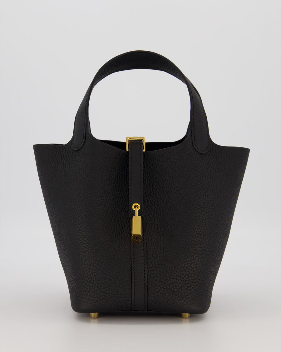 *HOT & RARE* Hermès Picotin Lock 18 Bag in Black Taurillon Clemence Leather with Gold Hardware