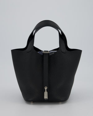 Hermès Picotin Lock 18 Bag in Noir Taurillon Clemence Leather with Palladium Hardware