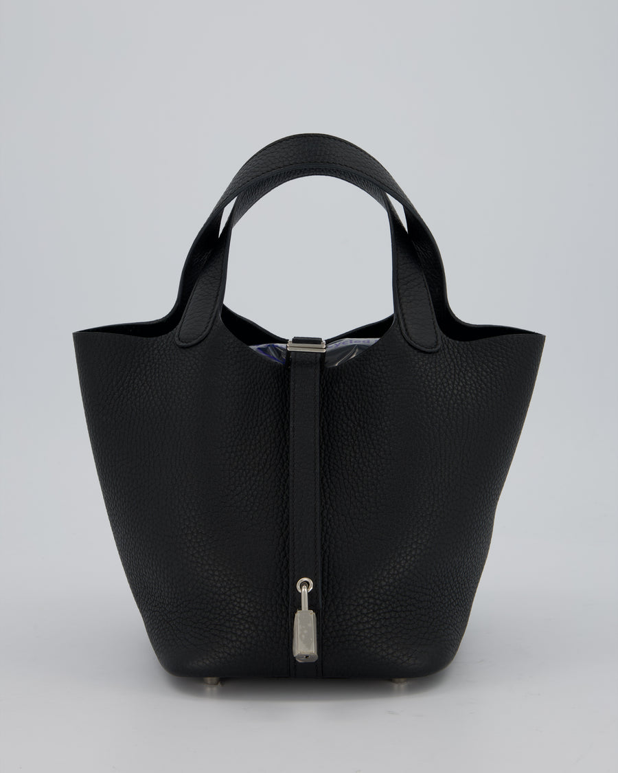 Hermès Picotin Lock 18 Bag in Noir Taurillon Clemence Leather with Palladium Hardware