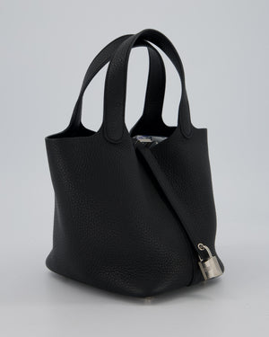 Hermès Picotin Lock 18 Bag in Noir Taurillon Clemence Leather with Palladium Hardware