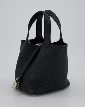 Hermès Picotin Lock 18 Bag in Noir Taurillon Clemence Leather with Palladium Hardware
