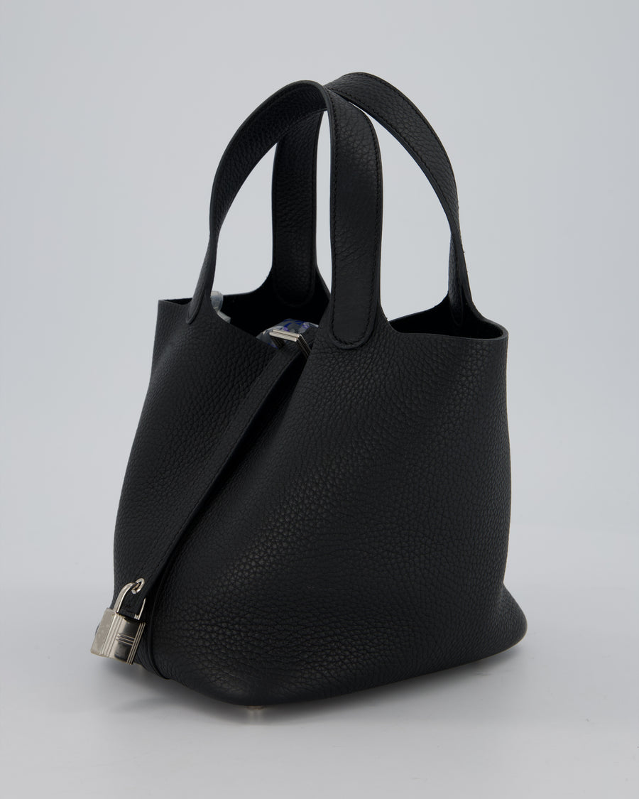 Hermès Picotin Lock 18 Bag in Noir Taurillon Clemence Leather with Palladium Hardware