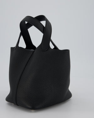 Hermès Picotin Lock 18 Bag in Noir Taurillon Clemence Leather with Palladium Hardware
