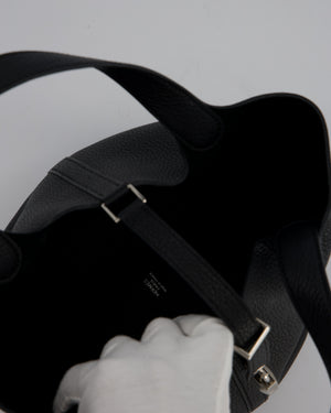 Hermès Picotin Lock 18 Bag in Noir Taurillon Clemence Leather with Palladium Hardware