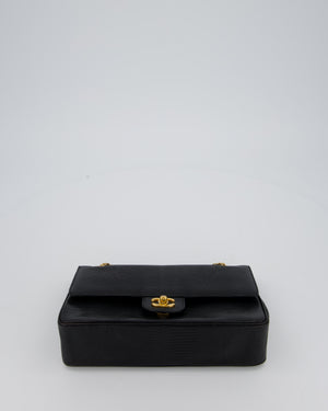 *VERY RARE* Chanel Black Vintage Classic Flap Bag in Lizard Leather with 24K Gold Hardware