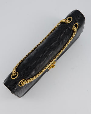 *VERY RARE* Chanel Black Vintage Classic Flap Bag in Lizard Leather with 24K Gold Hardware