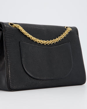 *VERY RARE* Chanel Black Vintage Classic Flap Bag in Lizard Leather with 24K Gold Hardware