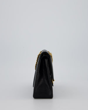 *VERY RARE* Chanel Black Vintage Classic Flap Bag in Lizard Leather with 24K Gold Hardware
