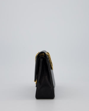 *VERY RARE* Chanel Black Vintage Classic Flap Bag in Lizard Leather with 24K Gold Hardware