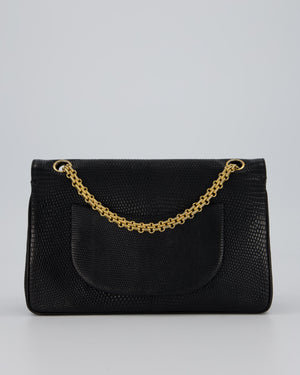 *VERY RARE* Chanel Black Vintage Classic Flap Bag in Lizard Leather with 24K Gold Hardware