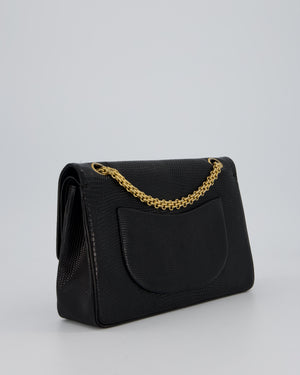 *VERY RARE* Chanel Black Vintage Classic Flap Bag in Lizard Leather with 24K Gold Hardware
