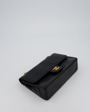 *VERY RARE* Chanel Black Vintage Classic Flap Bag in Lizard Leather with 24K Gold Hardware