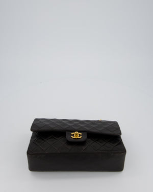 Chanel Vintage Black Medium Classic Double Flap Bag in Lambskin Leather with 24K Gold Hardware