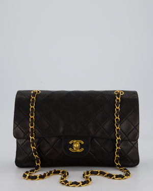 Chanel Vintage Black Medium Classic Double Flap Bag in Lambskin Leather with 24K Gold Hardware