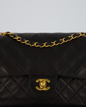 Chanel Vintage Black Medium Classic Double Flap Bag in Lambskin Leather with 24K Gold Hardware
