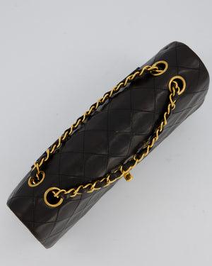 Chanel Vintage Black Medium Classic Double Flap Bag in Lambskin Leather with 24K Gold Hardware