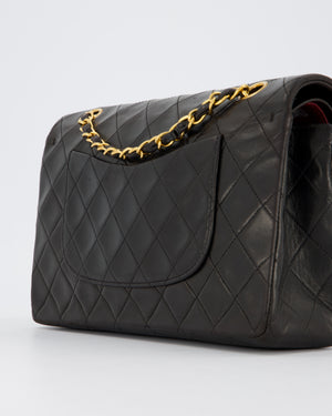 Chanel Vintage Black Medium Classic Double Flap Bag in Lambskin Leather with 24K Gold Hardware