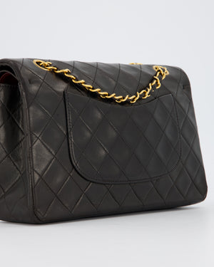Chanel Vintage Black Medium Classic Double Flap Bag in Lambskin Leather with 24K Gold Hardware