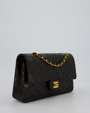 Chanel Vintage Black Medium Classic Double Flap Bag in Lambskin Leather with 24K Gold Hardware