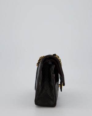 Chanel Vintage Black Medium Classic Double Flap Bag in Lambskin Leather with 24K Gold Hardware