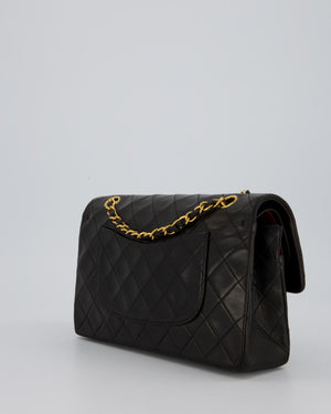 Chanel Vintage Black Medium Classic Double Flap Bag in Lambskin Leather with 24K Gold Hardware