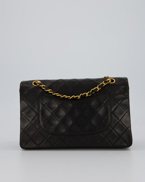 Chanel Vintage Black Medium Classic Double Flap Bag in Lambskin Leather with 24K Gold Hardware