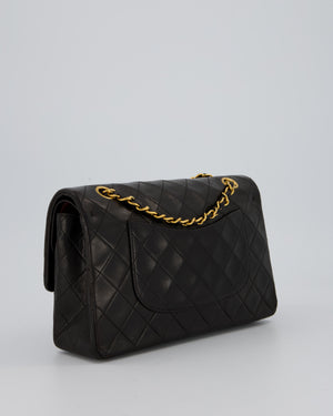 Chanel Vintage Black Medium Classic Double Flap Bag in Lambskin Leather with 24K Gold Hardware