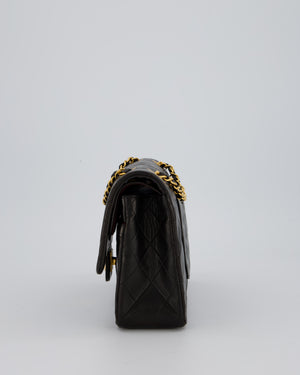 Chanel Vintage Black Medium Classic Double Flap Bag in Lambskin Leather with 24K Gold Hardware