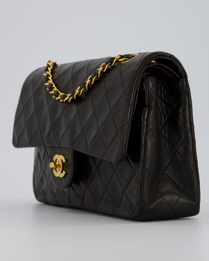 Chanel Vintage Black Medium Classic Double Flap Bag in Lambskin Leather with 24K Gold Hardware