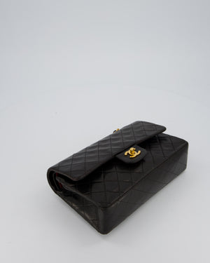 Chanel Vintage Black Medium Classic Double Flap Bag in Lambskin Leather with 24K Gold Hardware