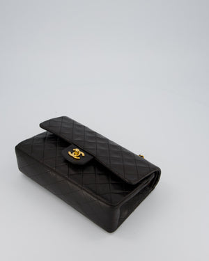 Chanel Vintage Black Medium Classic Double Flap Bag in Lambskin Leather with 24K Gold Hardware