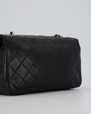 Chanel Vintage Black Full Flap Rectangular Bag in Lambskin Leather with 24K Gold Hardware