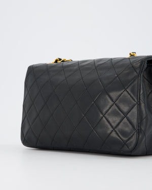 Chanel Vintage Black Full Flap Rectangular Bag in Lambskin Leather with 24K Gold Hardware