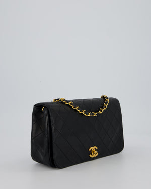 Chanel Vintage Black Full Flap Rectangular Bag in Lambskin Leather with 24K Gold Hardware