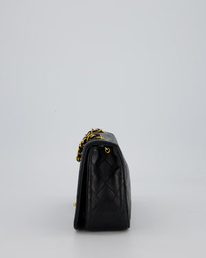 Chanel Vintage Black Full Flap Rectangular Bag in Lambskin Leather with 24K Gold Hardware