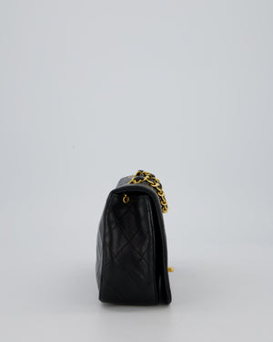 Chanel Vintage Black Full Flap Rectangular Bag in Lambskin Leather with 24K Gold Hardware