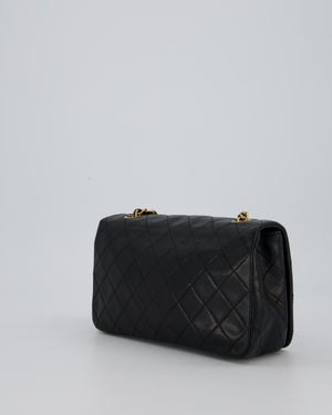 Chanel Vintage Black Full Flap Rectangular Bag in Lambskin Leather with 24K Gold Hardware