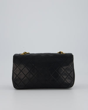 Chanel Vintage Black Full Flap Rectangular Bag in Lambskin Leather with 24K Gold Hardware