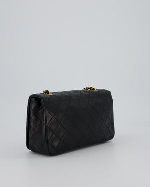 Chanel Vintage Black Full Flap Rectangular Bag in Lambskin Leather with 24K Gold Hardware