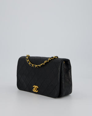 Chanel Vintage Black Full Flap Rectangular Bag in Lambskin Leather with 24K Gold Hardware