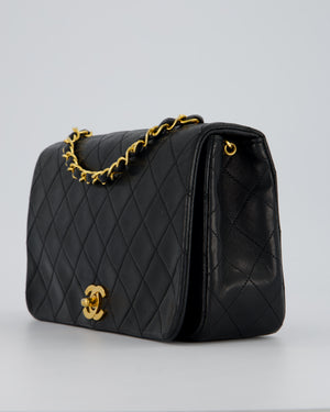 Chanel Vintage Black Full Flap Rectangular Bag in Lambskin Leather with 24K Gold Hardware